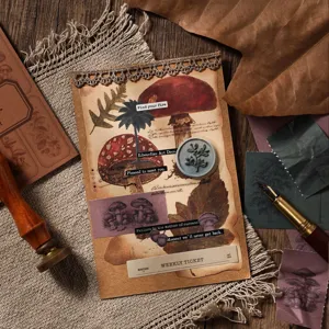 Set adesivi vintage funghi scuri per scrapbooking e decorazione di diari creativi