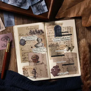 Libro di adesivi in stile dark academia vintage per decorazione creativa di diari