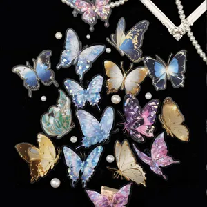 20er Set holografische Schmetterling Aufkleber mit Muschelglanz für DIY Journal