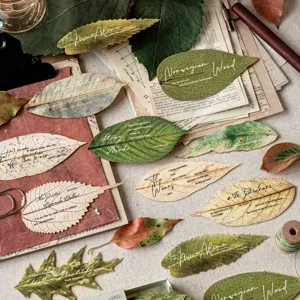 The Forest Whisper Series Wood Chip Bookmarks Vintage Matchbox Leaf Shape Bookmarks For Journaling Decoration Scrapbooking Stationery Material