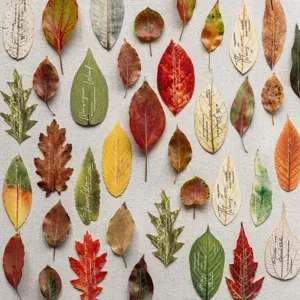 Vintage leaf-shaped bookmarks with English literary quotes for journaling and scrapbooking