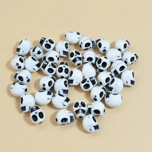 10-13mm white acrylic skull beads for DIY jewelry making, mixed loose spacer charms