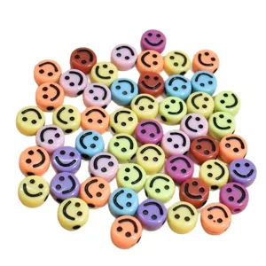 Cuentas redondas de sonrisa acrílicas de colores para hacer joyas artesanales DIY