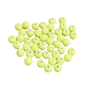 Cuentas redondas de arcilla polimérica amarillo pálido de 8mm para bricolaje