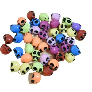 Mixed color 10-13mm acrylic skull beads for DIY jewelry making and craft accessories