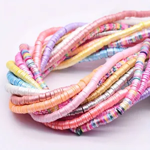 Perles Heishi en Pâte Polymère Couleur AB Perles Intercalaires en Vrac pour la Fabrication de Bijoux Bracelets Colliers Accessoire Artisanal