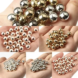 Perles Rondes en Acrylique Électroplaquées pour la Fabrication de Bracelets et Colliers DIY Apprêts de Bijoux Perles en Vrac Couleurs Mixtes Or Argent