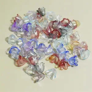 Close-up detail of 11mm frosted AB mixed color flower-shaped acrylic beads for DIY