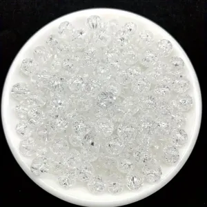 Macro view of 8mm transparent acrylic beads with a detailed internal crackle effect