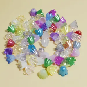 Detailed macro shot of 11mm mixed color flower-shaped beads for DIY jewelry and crafts