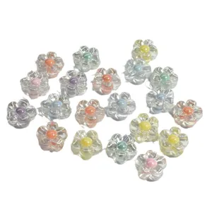 Cuentas de flores de acrílico transparente de 12mm para la creación de joyas DIY