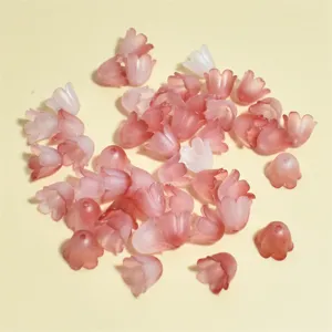 Cuentas de lirio de los valles esmeriladas de 11mm en rosa y blanco para joyas DIY
