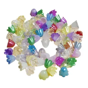 11mm Lily of the Valley flower beads in mixed pearlescent and frosted colors for DIY