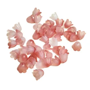 Cuentas de lirio de los valles mate de 11 mm en rosa y blanco para joyas DIY