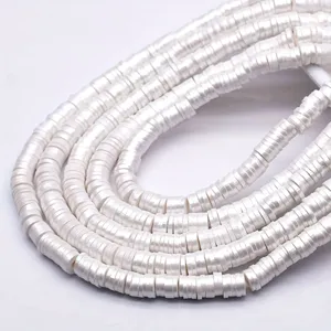 Perles Heishi en pâte polymère blanc nacré 6mm pour la création de bijoux artisanaux