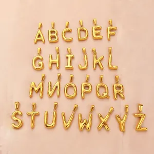 Complete set of 26 gold-plated stainless steel uppercase alphabet pendants in balloon style