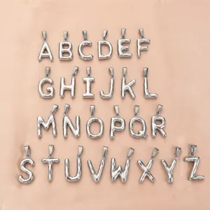Silver balloon style stainless steel A-Z initial pendants for DIY jewelry making