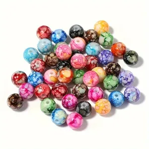 Cuentas de acrílico coloridas de 8-10mm efecto craquelado para hacer joyería DIY