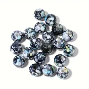 Cuentas de acrílico de 8-10mm con patrón de craquelado para hacer joyería DIY