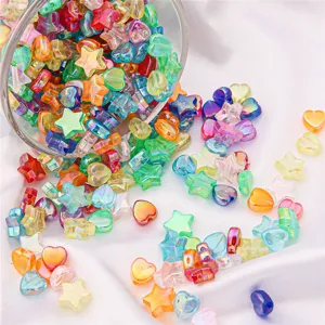 Acrylic Plated Star Heart Shape Beads Colorful DIY Jewelry Making Accessories For Bracelet Necklace Handcraft Materials
