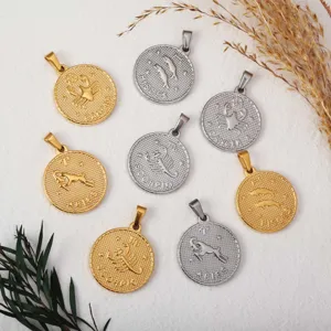 Auswahl an Vintage Sternzeichen Münzanhängern aus gold- und silberfarbenem Edelstahl