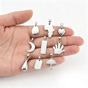 Stainless steel jewelry pendants in Africa map heart and moon shapes for DIY charms