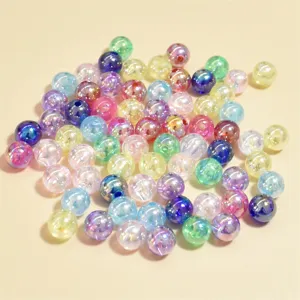 Colorful iridescent AB acrylic round beads for DIY bracelet jewelry making