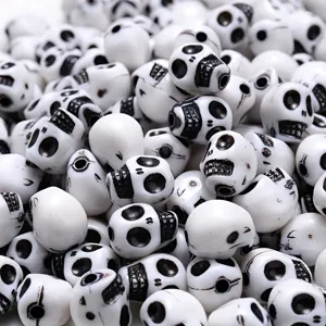 Cuentas Sueltas de Calavera de Acrílico de Color Mixto Mate para Pulsera de Bricolaje Cadena de Teléfono Accesorios de Joyería