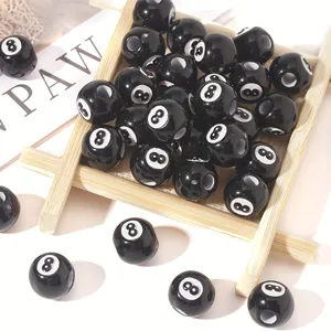 High quality 12mm black 8-ball billiard style acrylic beads for DIY jewelry making and crafts