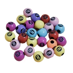 12mm mixed color acrylic 8-ball billiard beads for DIY jewelry making accessories