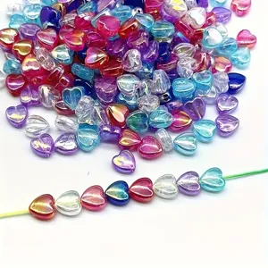 Cuentas de Acrílico en Forma de Corazón Color AB Iridiscente Cuentas Sueltas para Creación de Joyas DIY Cuentas para Pulseras