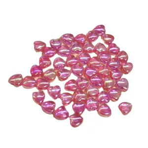 Cuentas de acrílico en forma de corazón rosa AB de 9mm para creación de joyas DIY