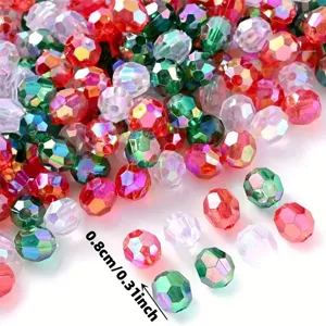 8mm multicolor AB iridescent faceted acrylic beads for DIY jewelry making and crafts