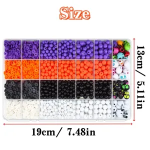 Halloween DIY Bastelperlen-Set mit Totenkopfperlen in einer 19x13cm Box mit 24 Fächern