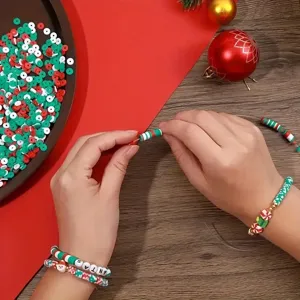 DIY Weihnachts-Bastelset für Schmuck aus Fimo-Perlen mit bunten Buchstabenperlen und Tonperlen