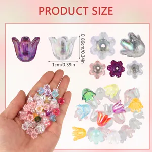 AB plated iridescent acrylic bell flower beads 1cm for DIY jewelry making product size