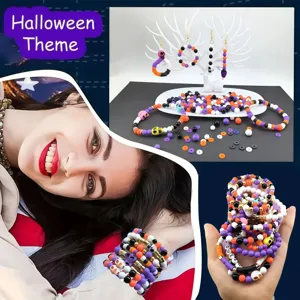 Halloween-Thema bunte weiche Tonperlen Armbänder und Totenkopf Ohrringe Schmuck-Set