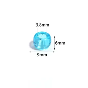 9x6mm transparente blaue Acrylperlen mit großen Löchern und Glitzer für DIY-Schmuckprojekte.