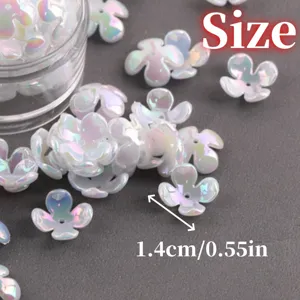 Cuentas de flores de cuatro pétalos con degradado AB de 14mm para joyas DIY, 0,55 pulgadas