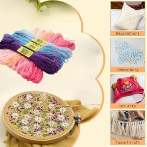 Set de hilos para bordar multicolores para punto de cruz, costura y manualidades