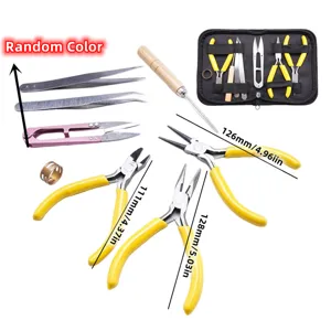 Professionelles Schmuckherstellungs-Werkzeug-Set DIY-Handwerkszeuge Metallzangen Pinzetten Scheren Ahle Ringöffner Tragbare PU-Tasche Für Manuelle Reparatur