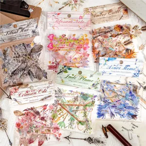 Vintage veer PET sticker collectie in zes stijlen voor creatieve scrapbooking decoratie