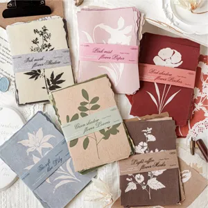 Vintage botanical silhouette scrapbook material paper set with 20 sheets in 6 styles