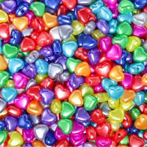 Cuentas Sueltas de Perlas Artificiales de Acrílico con Forma de Corazón para Hacer Joyas DIY Cuentas de Corazón de Colores para Accesorios de Pulsera Collar