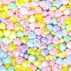 Cuentas de perlas de imitación ABS en forma de corazón pastel 9mm para joyería DIY