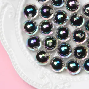 Cuentas redondas de acrílico AB de 8/10mm para joyería DIY y colgantes de teléfono