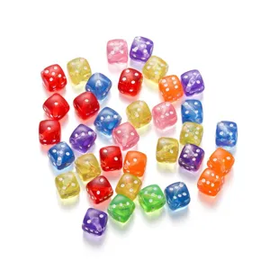 Perles de dés colorées en acrylique de 9 mm pour la création de bijoux