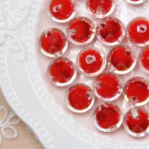 Cuentas redondas de acrílico rojo con capa exterior clara para joyería DIY y manualidades