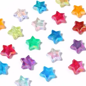 Cuentas Sueltas en Forma de Estrella de Acrílico Aurora Colores Mezclados para Hacer Joyas DIY Materiales de Artesanía