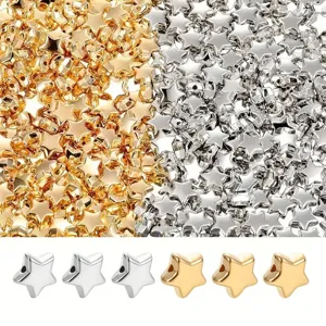 Star Shaped Acrylic Beads 6mm Electroplated Metallic Finish Loose Beads For DIY Jewelry Making Phone Chain Car Hanging Craft Accessories 100 Pieces